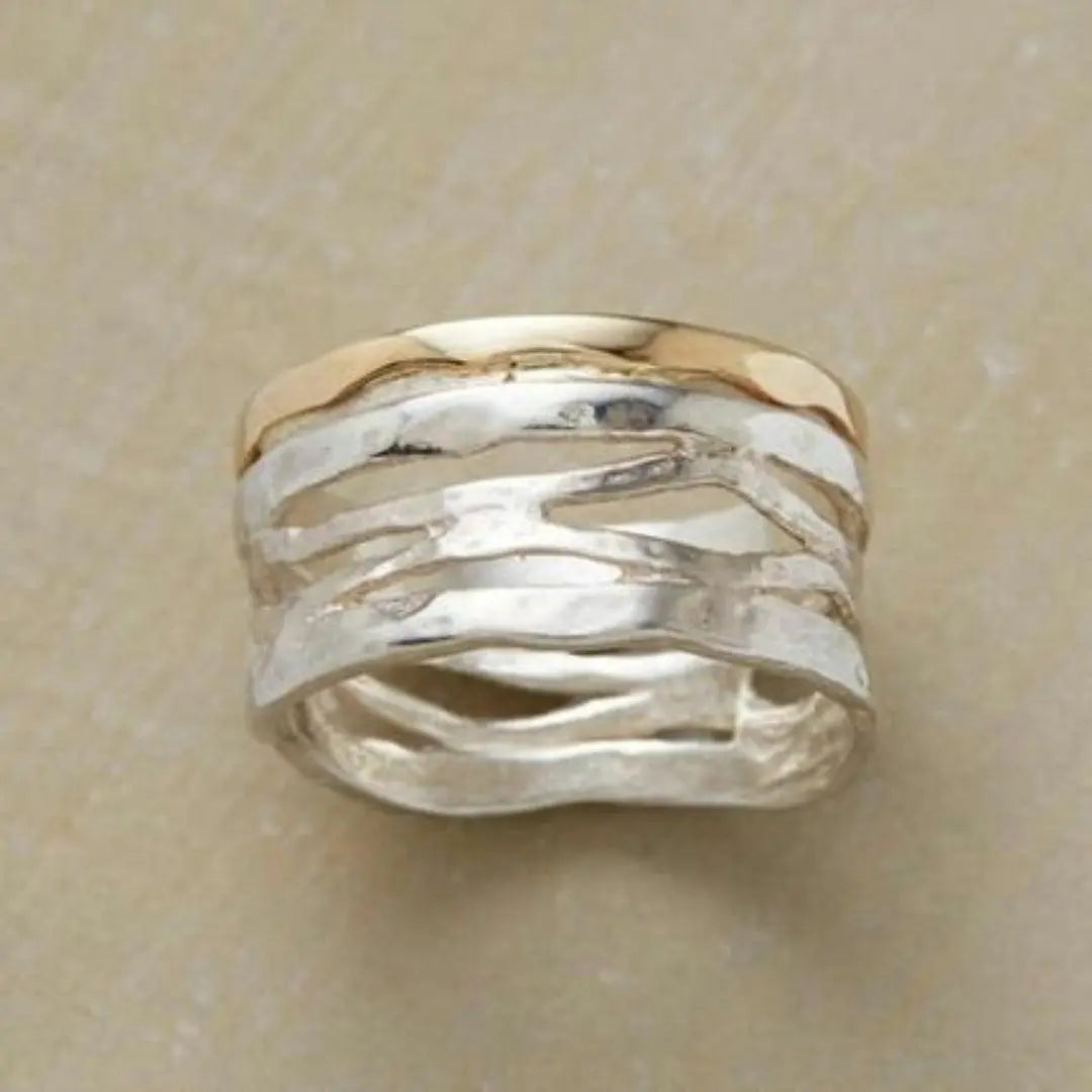 Alora™ | Vintage Gold & Silver Hollow Ring